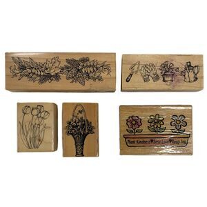 Floral Gardening Rubber Stamp Lot Card Making Scrapbooking Junk Journals